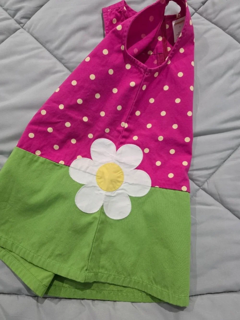 Gymboree Girls Daisy Polka Dot Dress Size 4 Pink Green Spring Easter